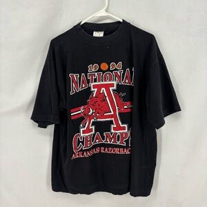 Vintage 1994 Arkansas Razorbacks National Champions Graphic Tee XL Black